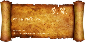 Vrba Márk névjegykártya